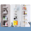 Adjustable chrome and white telescopic shower rack bathroom tension pole by Decorbites