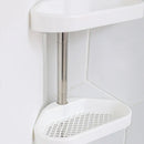Adjustable chrome and white telescopic shower rack bathroom tension pole by Decorbites