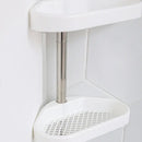 Adjustable chrome and white telescopic shower rack bathroom tension pole by Decorbites