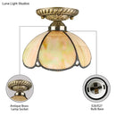 GobekUsa Tiffany Antique Art Glass Ceiling Light for Kitchen - Beige Domed Mount with 1 Head