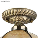 GobekUsa Tiffany Antique Art Glass Ceiling Light for Kitchen - Beige Domed Mount with 1 Head