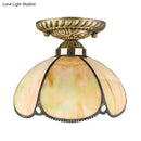 GobekUsa Tiffany Antique Art Glass Ceiling Light for Kitchen - Beige Domed Mount with 1 Head