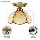 GobekUsa Tiffany Antique Art Glass Ceiling Light for Kitchen - Beige Domed Mount with 1 Head