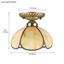 GobekUsa Tiffany Antique Art Glass Ceiling Light for Kitchen - Beige Domed Mount with 1 Head