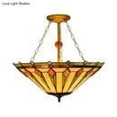 GobekUsa Tiffany Semi Flush Mount Ceiling Light with Stained Glass Shade - 3 Lights for Living Room (23.5" H x 19.5" D)