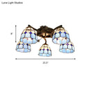 GobekUsa Tiffany Stained Glass Ceiling Light with 5 Scalloped Heads in Antique Bronze - Perfect for Bedroom