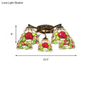 GobekUsa Tiffany Stained Glass Ceiling Light with 5 Scalloped Heads in Antique Bronze - Perfect for Bedroom