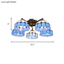 GobekUsa Tiffany Stained Glass Ceiling Light with 5 Scalloped Heads in Antique Bronze - Perfect for Bedroom