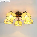 GobekUsa Tiffany Stained Glass Ceiling Light with 5 Scalloped Heads in Antique Bronze - Perfect for Bedroom