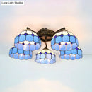 GobekUsa Tiffany Stained Glass Ceiling Light with 5 Scalloped Heads in Antique Bronze - Perfect for Bedroom