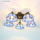 GobekUsa Tiffany Stained Glass Ceiling Light with 5 Scalloped Heads in Antique Bronze - Perfect for Bedroom