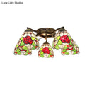 GobekUsa Tiffany Stained Glass Ceiling Light with 5 Scalloped Heads in Antique Bronze - Perfect for Bedroom