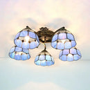 GobekUsa Tiffany Stained Glass Ceiling Light with 5 Scalloped Heads in Antique Bronze - Perfect for Bedroom