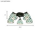 GobekUsa Tiffany Stained Glass Ceiling Light with 5 Scalloped Heads in Antique Bronze - Perfect for Bedroom