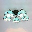 GobekUsa Tiffany Stained Glass Ceiling Light with 5 Scalloped Heads in Antique Bronze - Perfect for Bedroom