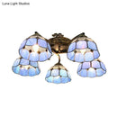 GobekUsa Tiffany Stained Glass Ceiling Light with 5 Scalloped Heads in Antique Bronze - Perfect for Bedroom