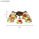 GobekUsa Tiffany Stained Glass Ceiling Light with 5 Scalloped Heads in Antique Bronze - Perfect for Bedroom