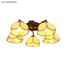 GobekUsa Tiffany Stained Glass Ceiling Light with 5 Scalloped Heads in Antique Bronze - Perfect for Bedroom