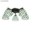 GobekUsa Tiffany Stained Glass Ceiling Light with 5 Scalloped Heads in Antique Bronze - Perfect for Bedroom