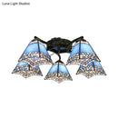 GobekUsa Tiffany Stained Glass Ceiling Light with 5 Scalloped Heads in Antique Bronze - Perfect for Bedroom