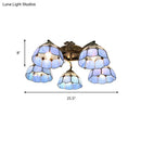 GobekUsa Tiffany Stained Glass Ceiling Light with 5 Scalloped Heads in Antique Bronze - Perfect for Bedroom