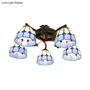 GobekUsa Tiffany Stained Glass Ceiling Light with 5 Scalloped Heads in Antique Bronze - Perfect for Bedroom