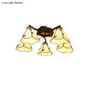 GobekUsa Tiffany Stained Glass Ceiling Light with 5 Scalloped Heads in Antique Bronze - Perfect for Bedroom