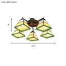 GobekUsa Tiffany Stained Glass Ceiling Light with 5 Scalloped Heads in Antique Bronze - Perfect for Bedroom