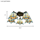 GobekUsa Tiffany Stained Glass Ceiling Light with 5 Scalloped Heads in Antique Bronze - Perfect for Bedroom