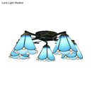 GobekUsa Tiffany Stained Glass Ceiling Light with 5 Scalloped Heads in Antique Bronze - Perfect for Bedroom