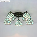 GobekUsa Tiffany Stained Glass Ceiling Light with 5 Scalloped Heads in Antique Bronze - Perfect for Bedroom