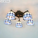 GobekUsa Tiffany Stained Glass Ceiling Light with 5 Scalloped Heads in Antique Bronze - Perfect for Bedroom