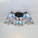 GobekUsa Tiffany Stained Glass Ceiling Light with 5 Scalloped Heads in Antique Bronze - Perfect for Bedroom