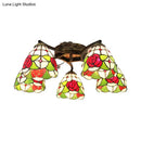 GobekUsa Tiffany Stained Glass Ceiling Light with 5 Scalloped Heads in Antique Bronze - Perfect for Bedroom