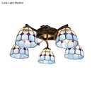 GobekUsa Tiffany Stained Glass Ceiling Light with 5 Scalloped Heads in Antique Bronze - Perfect for Bedroom