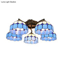 GobekUsa Tiffany Stained Glass Ceiling Light with 5 Scalloped Heads in Antique Bronze - Perfect for Bedroom