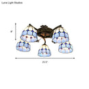 GobekUsa Tiffany Stained Glass Ceiling Light with 5 Scalloped Heads in Antique Bronze - Perfect for Bedroom
