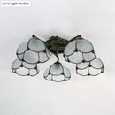 GobekUsa Tiffany Stained Glass Ceiling Light with 5 Scalloped Heads in Antique Bronze - Perfect for Bedroom