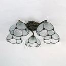 GobekUsa Tiffany Stained Glass Ceiling Light with 5 Scalloped Heads in Antique Bronze - Perfect for Bedroom