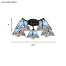GobekUsa Tiffany Stained Glass Ceiling Light with 5 Scalloped Heads in Antique Bronze - Perfect for Bedroom