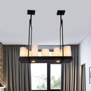 GobekUsa Traditional Barrel Frosted Glass Hanging Lamp - Black Island Pendant Light for Dining Room - 8/12/16 Lights