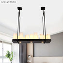 GobekUsa Traditional Barrel Frosted Glass Hanging Lamp - Black Island Pendant Light for Dining Room - 8/12/16 Lights