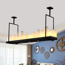 GobekUsa Traditional Barrel Frosted Glass Hanging Lamp - Black Island Pendant Light for Dining Room - 8/12/16 Lights