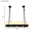 GobekUsa Traditional Barrel Frosted Glass Hanging Lamp - Black Island Pendant Light for Dining Room - 8/12/16 Lights