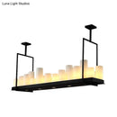 GobekUsa Traditional Barrel Frosted Glass Hanging Lamp - Black Island Pendant Light for Dining Room - 8/12/16 Lights