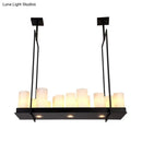 GobekUsa Traditional Barrel Frosted Glass Hanging Lamp - Black Island Pendant Light for Dining Room - 8/12/16 Lights