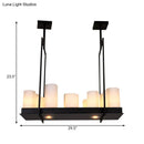 GobekUsa Traditional Barrel Frosted Glass Hanging Lamp - Black Island Pendant Light for Dining Room - 8/12/16 Lights