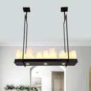 GobekUsa Traditional Barrel Frosted Glass Hanging Lamp - Black Island Pendant Light for Dining Room - 8/12/16 Lights