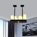 GobekUsa Traditional Barrel Frosted Glass Hanging Lamp - Black Island Pendant Light for Dining Room - 8/12/16 Lights