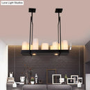 GobekUsa Traditional Barrel Frosted Glass Hanging Lamp - Black Island Pendant Light for Dining Room - 8/12/16 Lights